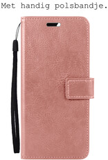 BASEY. Hoes Geschikt voor iPhone 15 Pro Hoesje Bookcase Hoes Flip Case Book Cover Met Screenprotector - Hoesje Geschikt voor iPhone 15 Pro Hoes Book Case Hoesje - Rosé goud