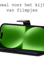 BASEY. Hoes Geschikt voor iPhone 15 Pro Hoesje Bookcase Hoes Flip Case Book Cover Met Screenprotector - Hoesje Geschikt voor iPhone 15 Pro Hoes Book Case Hoesje - Zwart