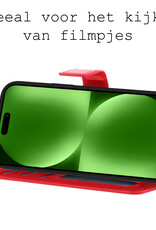 BASEY. Hoes Geschikt voor iPhone 15 Pro Hoesje Bookcase Hoes Flip Case Book Cover Met 2x Screenprotector - Hoesje Geschikt voor iPhone 15 Pro Hoes Book Case Hoesje - Rood