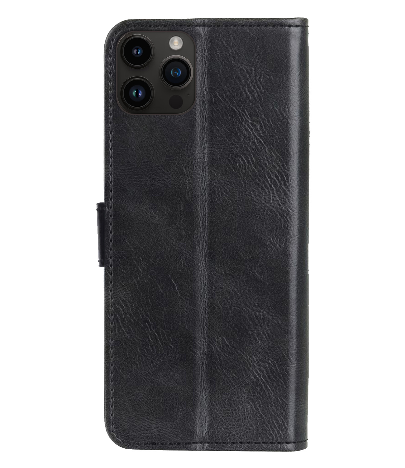 BASEY. Hoes Geschikt voor iPhone 15 Pro Hoesje Bookcase Hoes Flip Case Book Cover Met 2x Screenprotector - Hoesje Geschikt voor iPhone 15 Pro Hoes Book Case Hoesje - Zwart