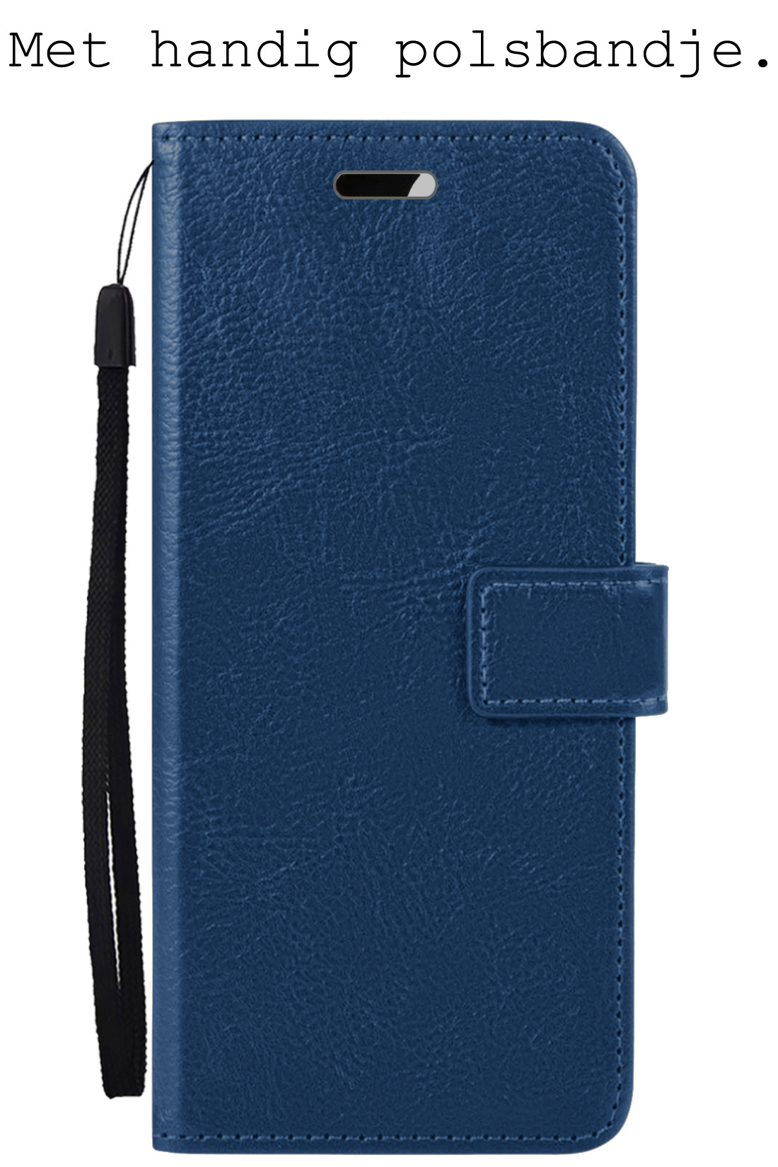 BASEY. Hoes Geschikt voor iPhone 15 Pro Max Hoesje Bookcase Hoes Flip Case Book Cover Met 2x Screenprotector - Hoesje Geschikt voor iPhone 15 Pro Max Hoes Book Case Hoesje - Donkerblauw