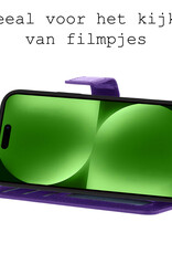 BASEY. Hoes Geschikt voor iPhone 15 Pro Max Hoesje Bookcase Hoes Flip Case Book Cover Met 2x Screenprotector - Hoesje Geschikt voor iPhone 15 Pro Max Hoes Book Case Hoesje - Paars