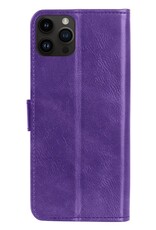 BASEY. Hoes Geschikt voor iPhone 15 Pro Max Hoesje Bookcase Hoes Flip Case Book Cover Met 2x Screenprotector - Hoesje Geschikt voor iPhone 15 Pro Max Hoes Book Case Hoesje - Paars