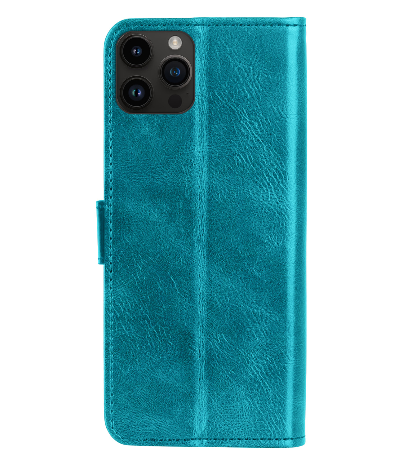 BASEY. Hoes Geschikt voor iPhone 15 Pro Max Hoesje Bookcase Hoes Flip Case Book Cover Met 2x Screenprotector - Hoesje Geschikt voor iPhone 15 Pro Max Hoes Book Case Hoesje - Turquoise