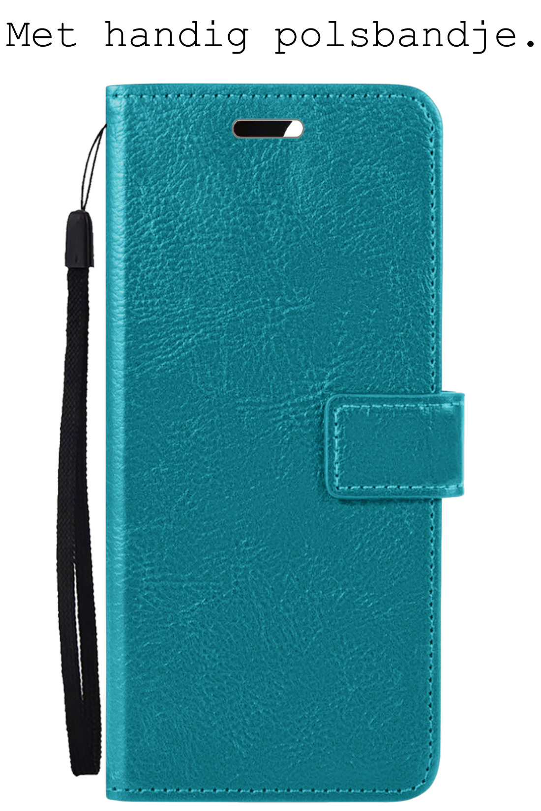 BASEY. Hoes Geschikt voor iPhone 15 Pro Max Hoesje Bookcase Hoes Flip Case Book Cover Met 2x Screenprotector - Hoesje Geschikt voor iPhone 15 Pro Max Hoes Book Case Hoesje - Turquoise