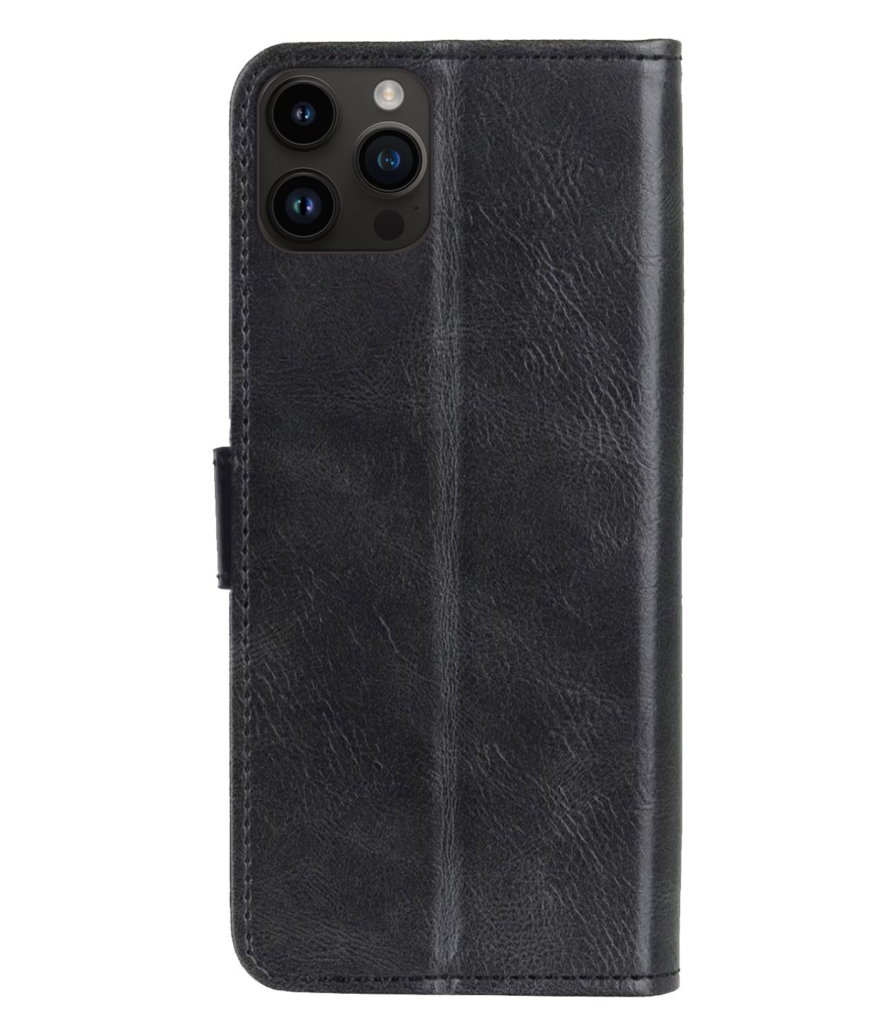 BASEY. Hoes Geschikt voor iPhone 15 Pro Max Hoesje Bookcase Hoes Flip Case Book Cover Met 2x Screenprotector - Hoesje Geschikt voor iPhone 15 Pro Max Hoes Book Case Hoesje - Zwart