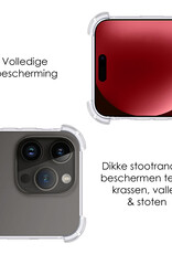 NoXx Hoes Geschikt voor iPhone 15 Pro Hoesje Siliconen Cover Shock Proof Back Case Shockproof Hoes Met 2x Screenprotector - Transparant