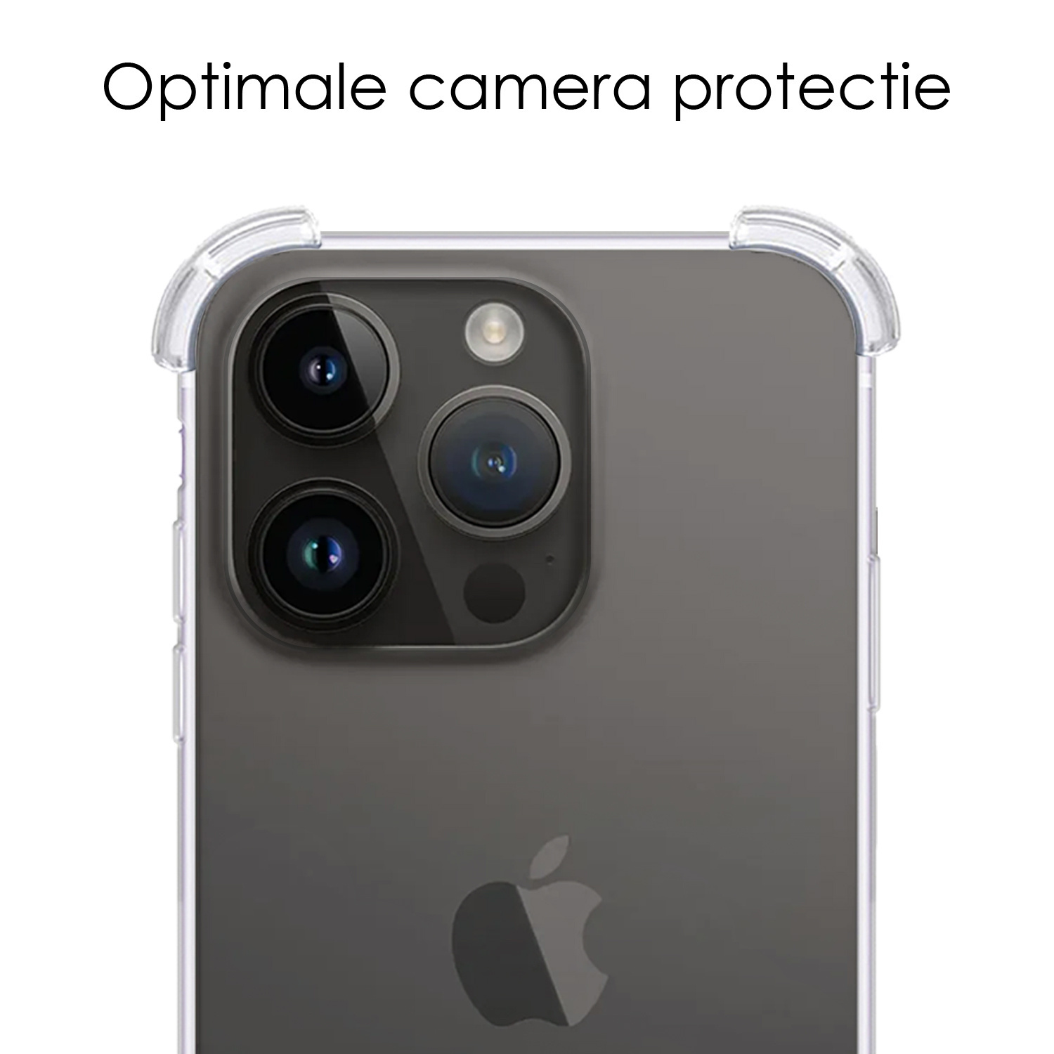 NoXx Hoes Geschikt voor iPhone 15 Pro Hoesje Siliconen Cover Shock Proof Back Case Shockproof Hoes Met 2x Screenprotector - Transparant