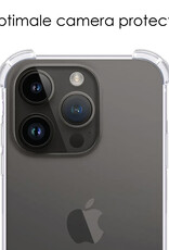 NoXx Hoes Geschikt voor iPhone 15 Pro Max Hoesje Siliconen Cover Shock Proof Back Case Shockproof Hoes Met 2x Screenprotector - Transparant
