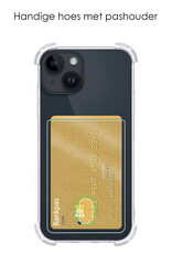 NoXx Hoes Geschikt voor iPhone 15 Hoesje Pasjeshouder Cover Shock Proof Case Siliconen Hoes Met Kaarthouder Met 2x Screenprotector - Transparant