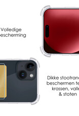NoXx Hoes Geschikt voor iPhone 15 Plus Hoesje Pasjeshouder Cover Shock Proof Case Siliconen Hoes Met Kaarthouder Met 2x Screenprotector - Transparant