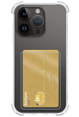 NoXx Hoes Geschikt voor iPhone 15 Pro Max Hoesje Pasjeshouder Cover Shock Proof Case Siliconen Hoes Met Kaarthouder Met 2x Screenprotector - Transparant