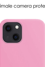 NoXx Hoes Geschikt voor iPhone 15 Hoesje Cover Siliconen Back Case Hoes Met Screenprotector - Lichtroze