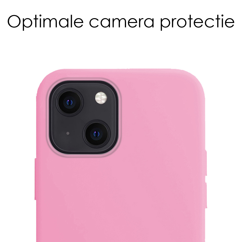 NoXx Hoes Geschikt voor iPhone 15 Hoesje Cover Siliconen Back Case Hoes Met Screenprotector - Lichtroze