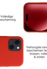 NoXx Hoes Geschikt voor iPhone 15 Hoesje Cover Siliconen Back Case Hoes Met Screenprotector - Rood