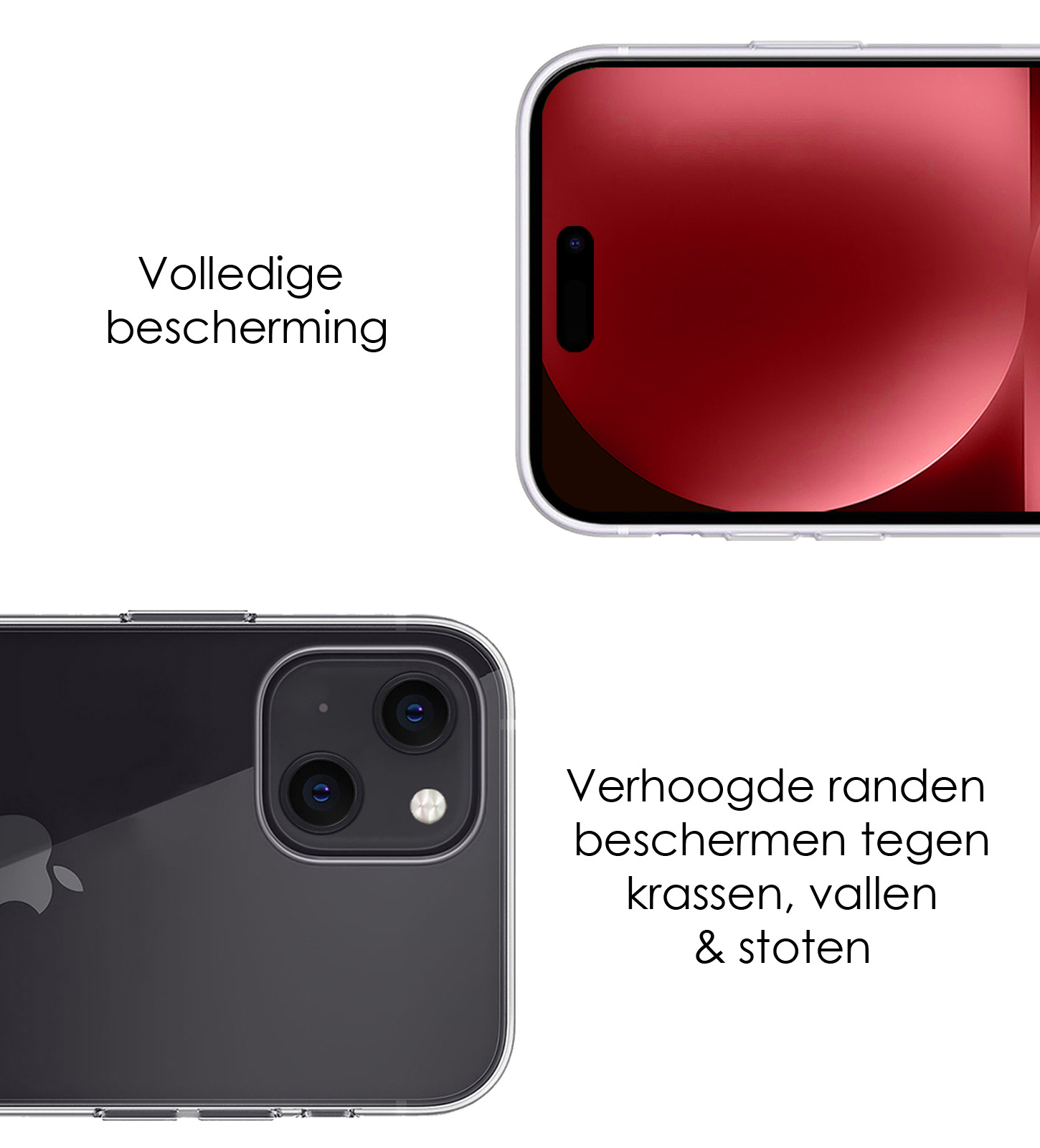 NoXx Hoes Geschikt voor iPhone 15 Hoesje Cover Siliconen Back Case Hoes Met Screenprotector - Transparant