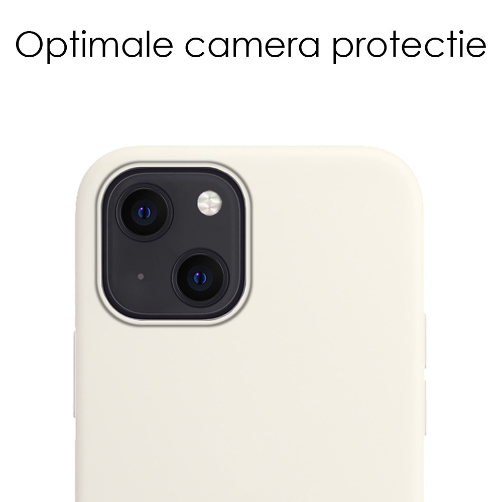 NoXx Hoes Geschikt voor iPhone 15 Hoesje Cover Siliconen Back Case Hoes Met Screenprotector - Wit