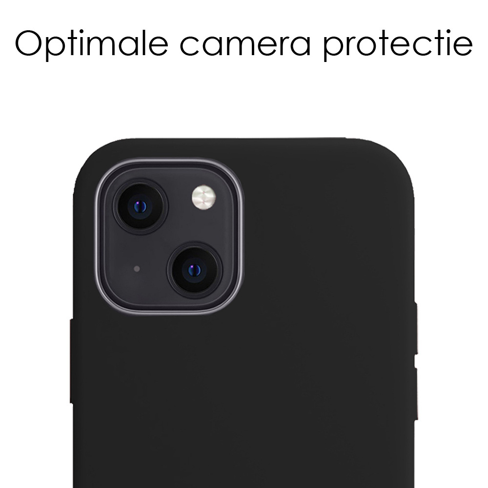 NoXx Hoes Geschikt voor iPhone 15 Hoesje Cover Siliconen Back Case Hoes Met Screenprotector - Zwart