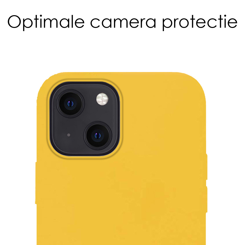 NoXx Hoes Geschikt voor iPhone 15 Hoesje Cover Siliconen Back Case Hoes Met 2x Screenprotector - Geel