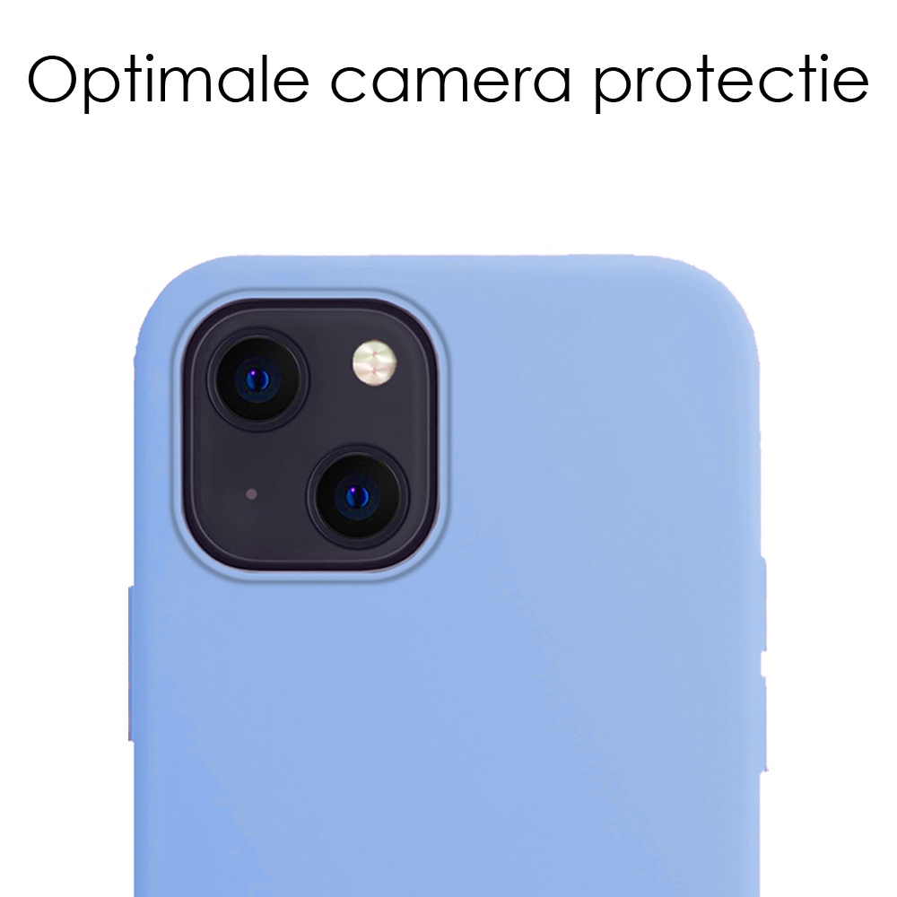 NoXx Hoes Geschikt voor iPhone 15 Hoesje Cover Siliconen Back Case Hoes Met 2x Screenprotector - Lichtblauw