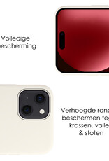 NoXx Hoes Geschikt voor iPhone 15 Hoesje Cover Siliconen Back Case Hoes Met 2x Screenprotector - Wit
