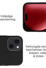 NoXx Hoes Geschikt voor iPhone 15 Hoesje Cover Siliconen Back Case Hoes Met 2x Screenprotector - Zwart