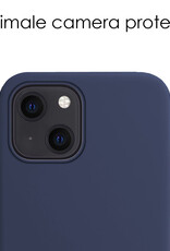 NoXx Hoes Geschikt voor iPhone 15 Plus Hoesje Cover Siliconen Back Case Hoes Met 2x Screenprotector - Donkerblauw