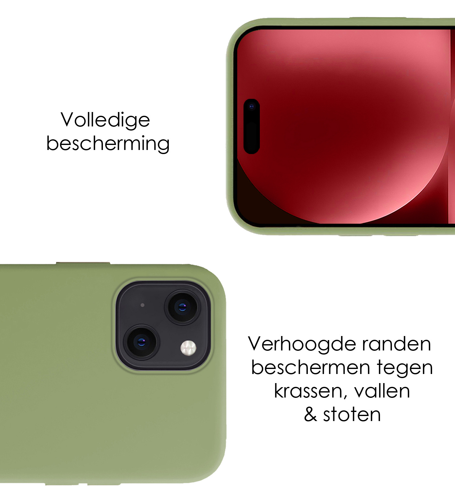 NoXx Hoes Geschikt voor iPhone 15 Plus Hoesje Cover Siliconen Back Case Hoes Met 2x Screenprotector - Groen