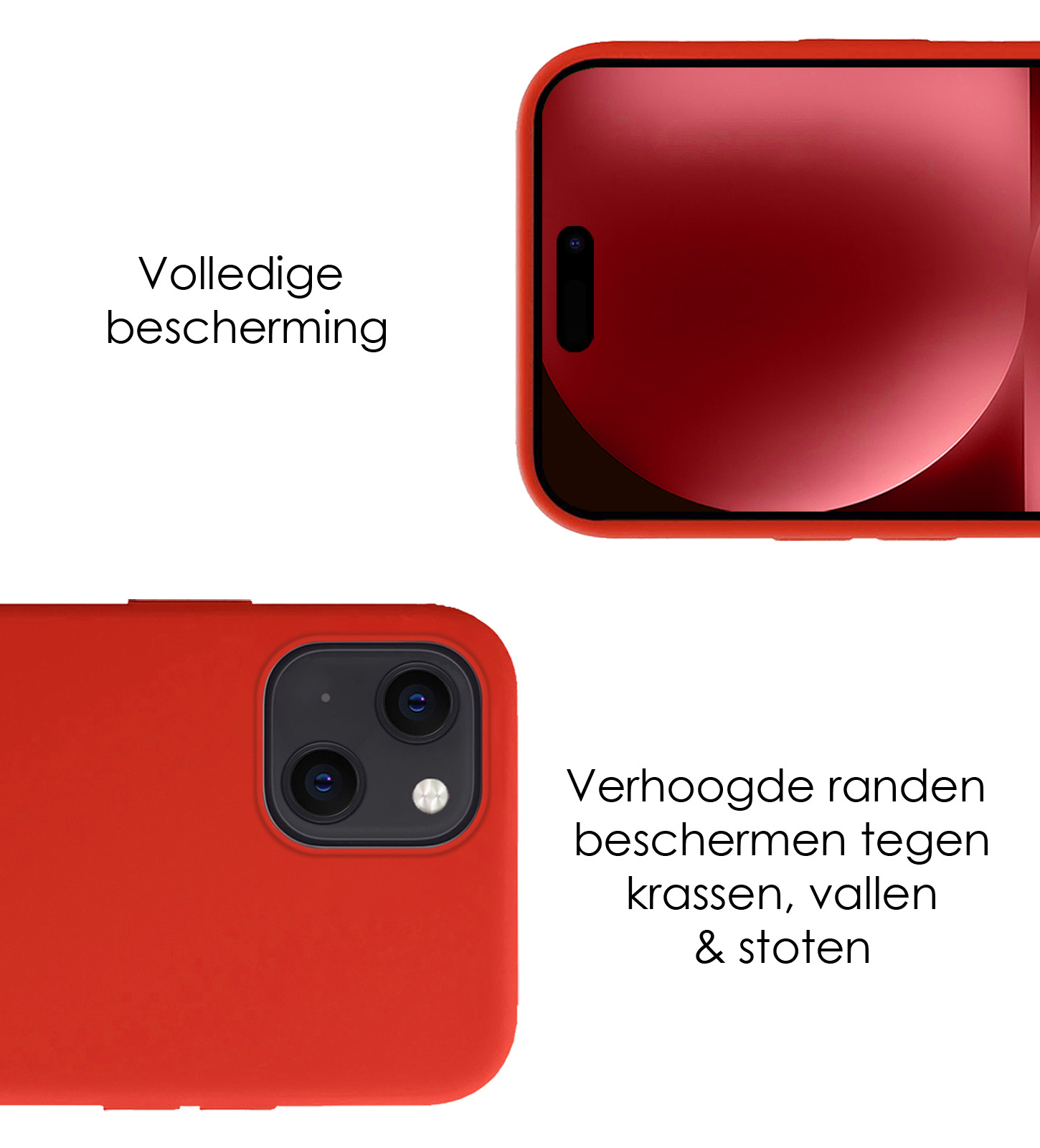 NoXx Hoes Geschikt voor iPhone 15 Plus Hoesje Cover Siliconen Back Case Hoes Met 2x Screenprotector - Rood