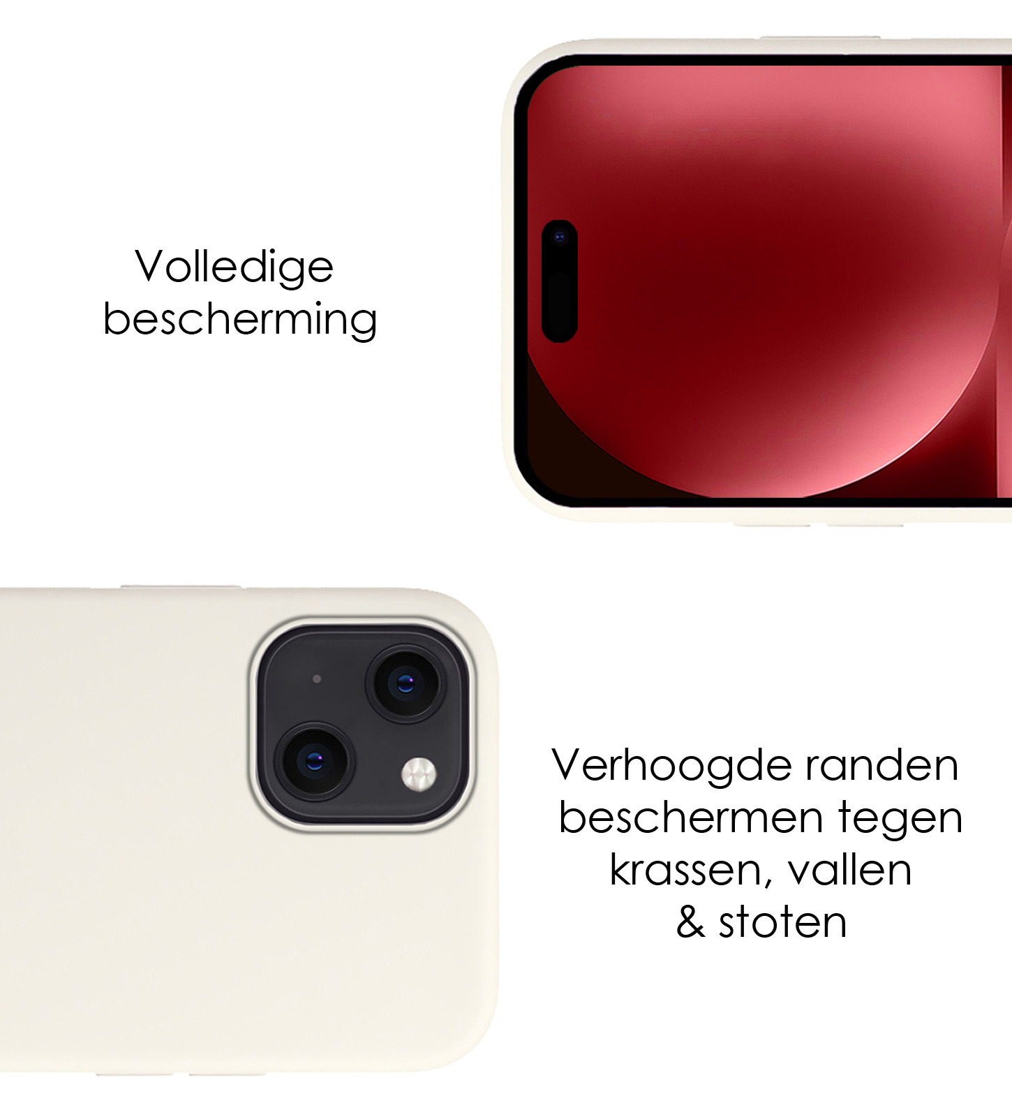 NoXx Hoes Geschikt voor iPhone 15 Plus Hoesje Cover Siliconen Back Case Hoes Met 2x Screenprotector - Wit