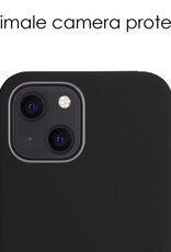 NoXx Hoes Geschikt voor iPhone 15 Plus Hoesje Cover Siliconen Back Case Hoes Met 2x Screenprotector - Zwart
