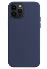 NoXx Hoes Geschikt voor iPhone 15 Pro Hoesje Cover Siliconen Back Case Hoes Met Screenprotector - Donkerblauw