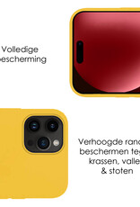 NoXx Hoes Geschikt voor iPhone 15 Pro Hoesje Cover Siliconen Back Case Hoes Met Screenprotector - Geel