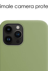 NoXx Hoes Geschikt voor iPhone 15 Pro Hoesje Cover Siliconen Back Case Hoes Met Screenprotector - Groen