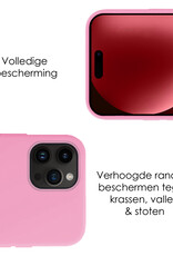 NoXx Hoes Geschikt voor iPhone 15 Pro Hoesje Cover Siliconen Back Case Hoes Met Screenprotector - Lichtroze