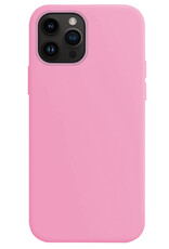 NoXx Hoes Geschikt voor iPhone 15 Pro Hoesje Cover Siliconen Back Case Hoes Met Screenprotector - Lichtroze