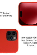 NoXx Hoes Geschikt voor iPhone 15 Pro Hoesje Cover Siliconen Back Case Hoes Met Screenprotector - Rood