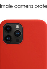 NoXx Hoes Geschikt voor iPhone 15 Pro Hoesje Cover Siliconen Back Case Hoes Met Screenprotector - Rood