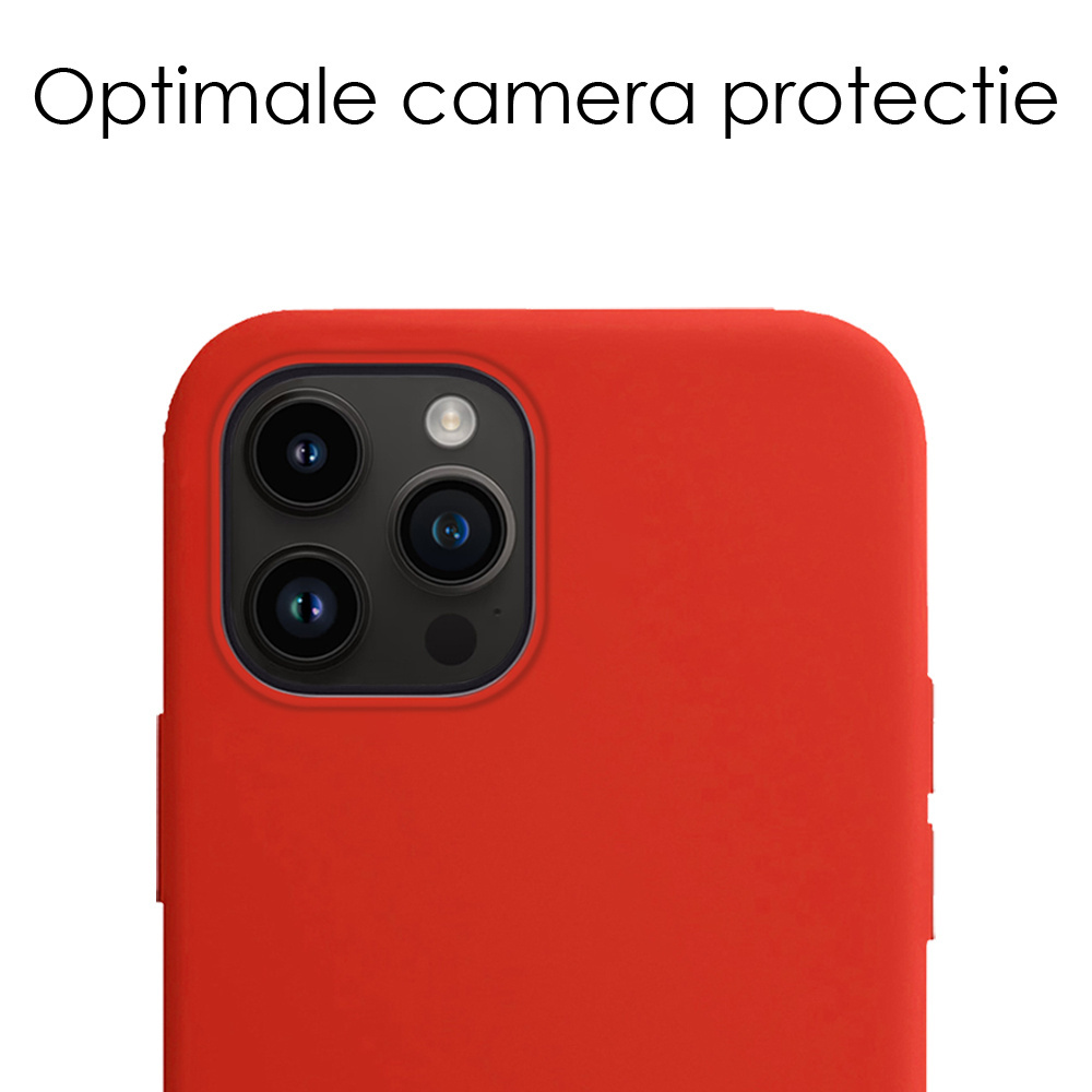NoXx Hoes Geschikt voor iPhone 15 Pro Hoesje Cover Siliconen Back Case Hoes Met Screenprotector - Rood