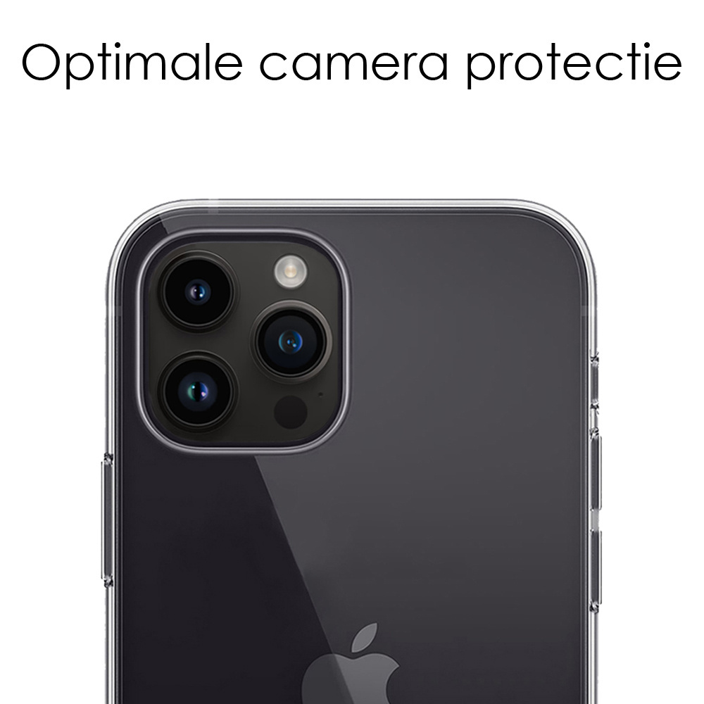 NoXx Hoes Geschikt voor iPhone 15 Pro Hoesje Cover Siliconen Back Case Hoes Met Screenprotector - Transparant