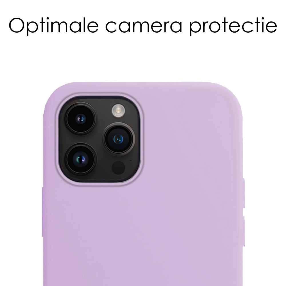 NoXx Hoes Geschikt voor iPhone 15 Pro Hoesje Cover Siliconen Back Case Hoes Met 2x Screenprotector - Lila