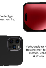 NoXx Hoes Geschikt voor iPhone 15 Pro Hoesje Cover Siliconen Back Case Hoes Met 2x Screenprotector - Zwart