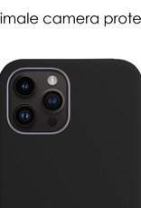 NoXx Hoes Geschikt voor iPhone 15 Pro Hoesje Cover Siliconen Back Case Hoes Met 2x Screenprotector - Zwart