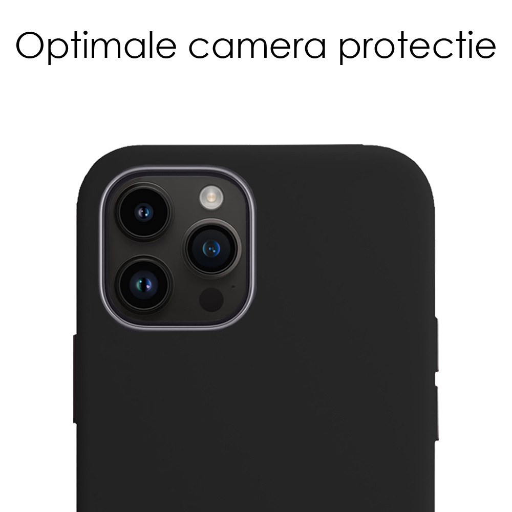 NoXx Hoes Geschikt voor iPhone 15 Pro Hoesje Cover Siliconen Back Case Hoes Met 2x Screenprotector - Zwart