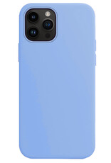 NoXx Hoes Geschikt voor iPhone 15 Pro Max Hoesje Cover Siliconen Back Case Hoes Met Screenprotector - Lichtblauw