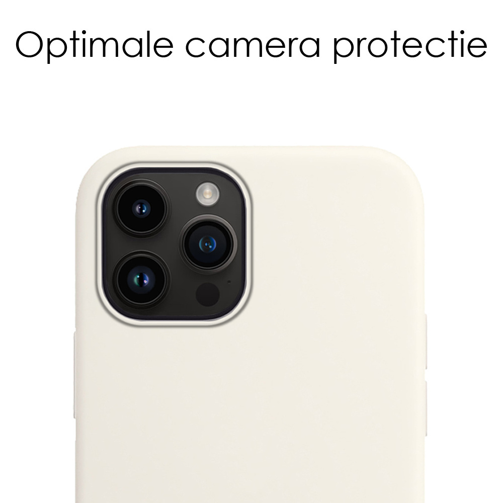 NoXx Hoes Geschikt voor iPhone 15 Pro Max Hoesje Cover Siliconen Back Case Hoes Met Screenprotector - Wit