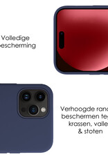 NoXx Hoes Geschikt voor iPhone 15 Pro Max Hoesje Cover Siliconen Back Case Hoes Met 2x Screenprotector - Donkerblauw