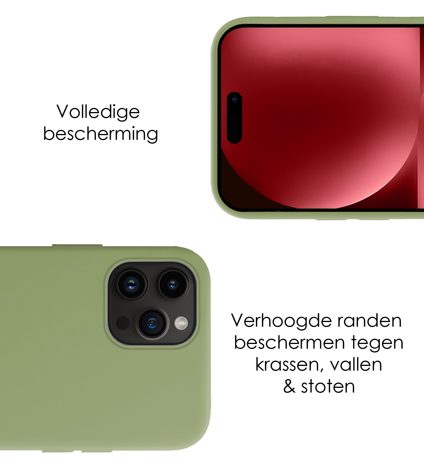 NoXx Hoes Geschikt voor iPhone 15 Pro Max Hoesje Cover Siliconen Back Case Hoes Met 2x Screenprotector - Groen