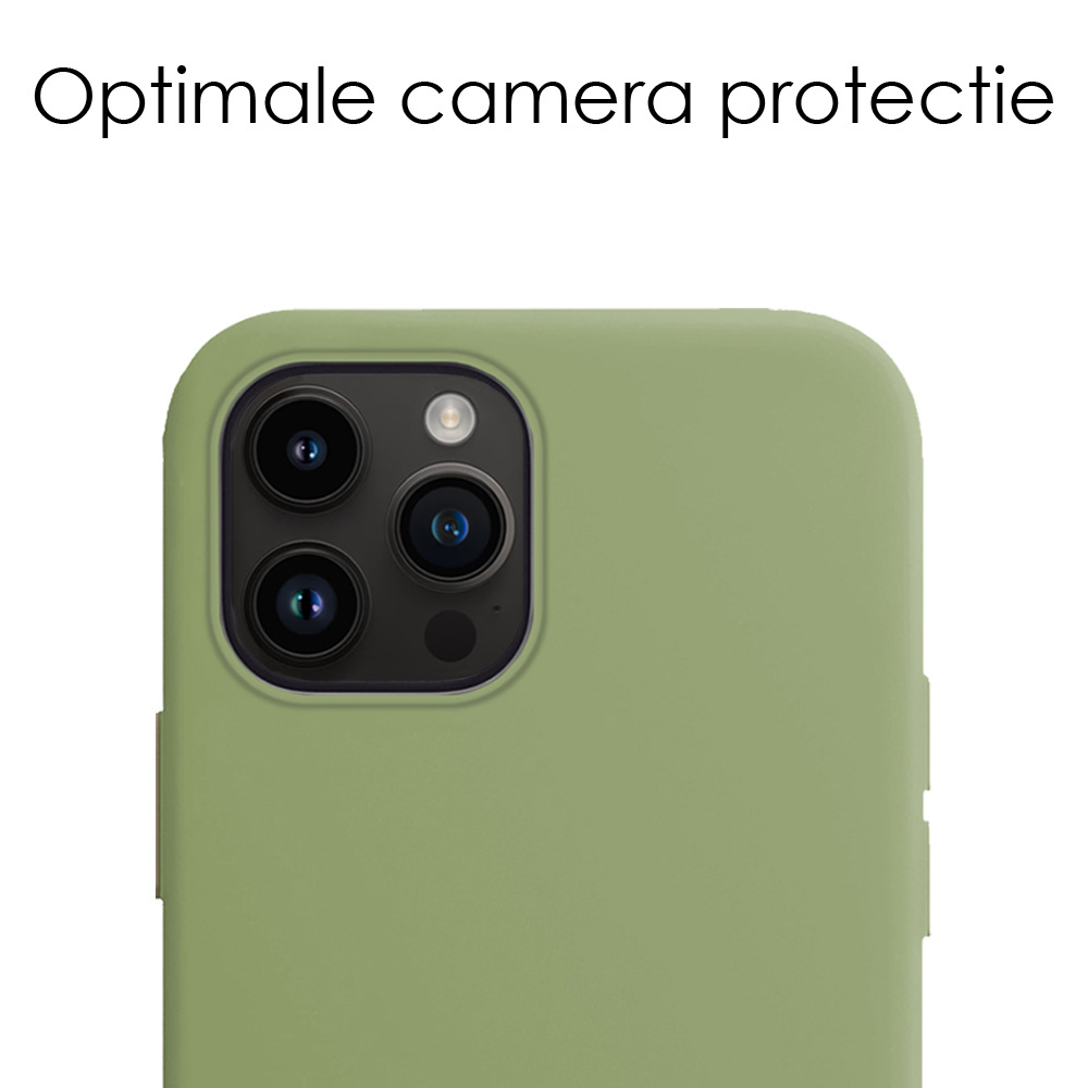 NoXx Hoes Geschikt voor iPhone 15 Pro Max Hoesje Cover Siliconen Back Case Hoes Met 2x Screenprotector - Groen
