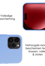 NoXx Hoes Geschikt voor iPhone 15 Pro Max Hoesje Cover Siliconen Back Case Hoes Met 2x Screenprotector - Lichtblauw